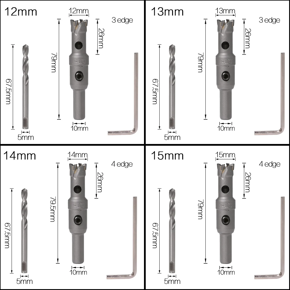1 Pc 5A Carbide Tip TCT Drill Bit Hole Saw 12-150mm Drill Bit Set Hole Saw Cutter For Stainless Steel Metal Alloy Drilling