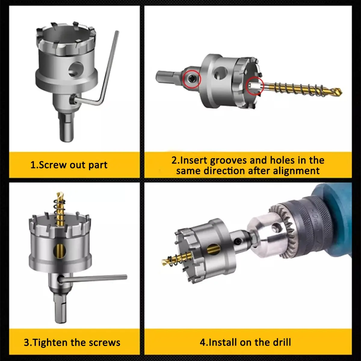 1 Pc 5A Carbide Tip TCT Drill Bit Hole Saw 12-150mm Drill Bit Set Hole Saw Cutter For Stainless Steel Metal Alloy Drilling
