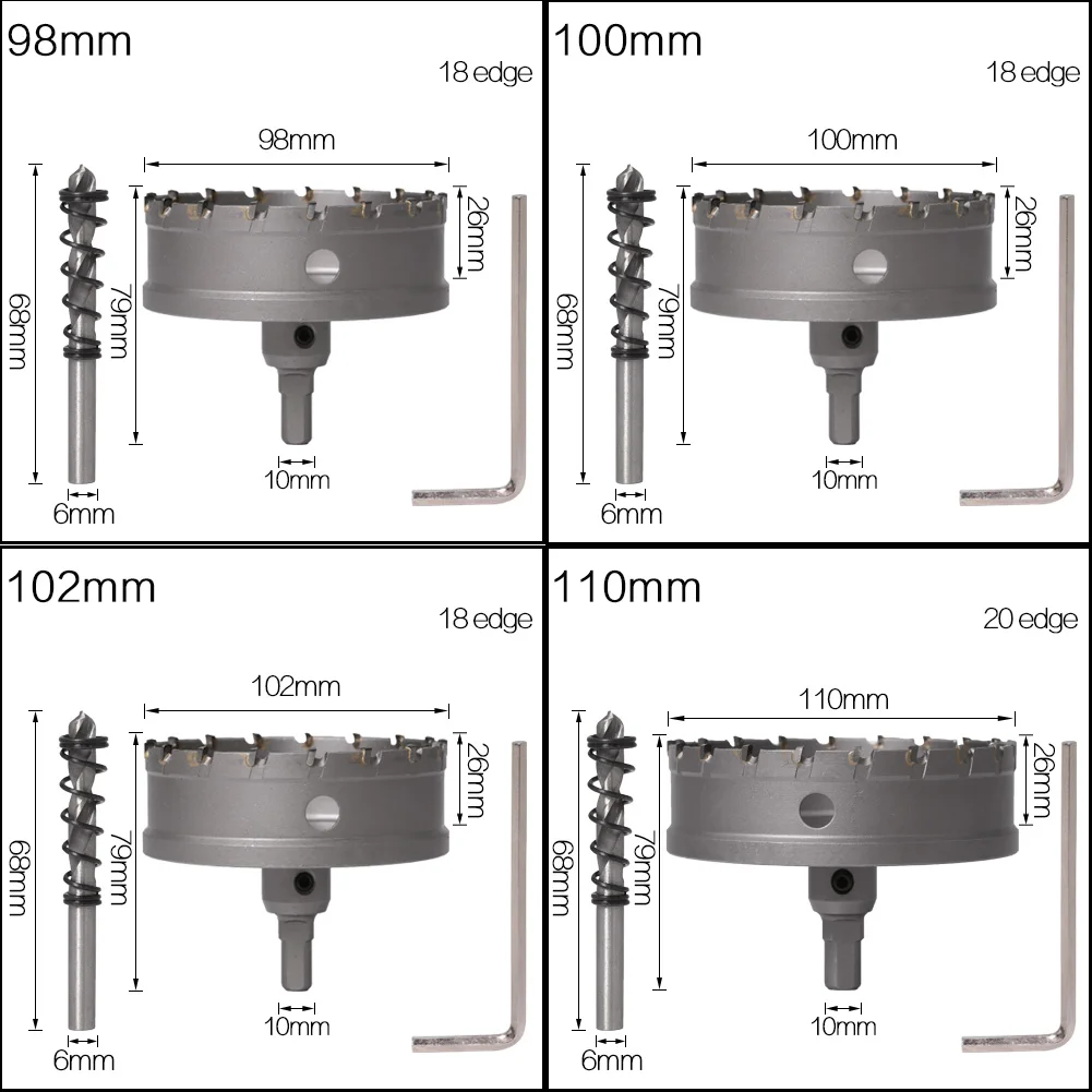 1 Pc 5A Carbide Tip TCT Drill Bit Hole Saw 12-150mm Drill Bit Set Hole Saw Cutter For Stainless Steel Metal Alloy Drilling