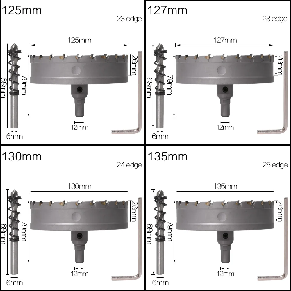 1 Pc 5A Carbide Tip TCT Drill Bit Hole Saw 12-150mm Drill Bit Set Hole Saw Cutter For Stainless Steel Metal Alloy Drilling