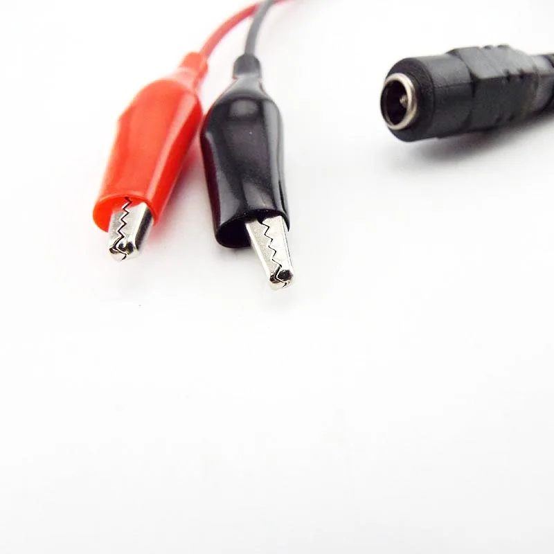 DC Male Female Jack Connector Alligator Clips Crocodile Wire 12V Power Cable To 2 Alligator Clip Connected Voltage 5.5*2.1mm