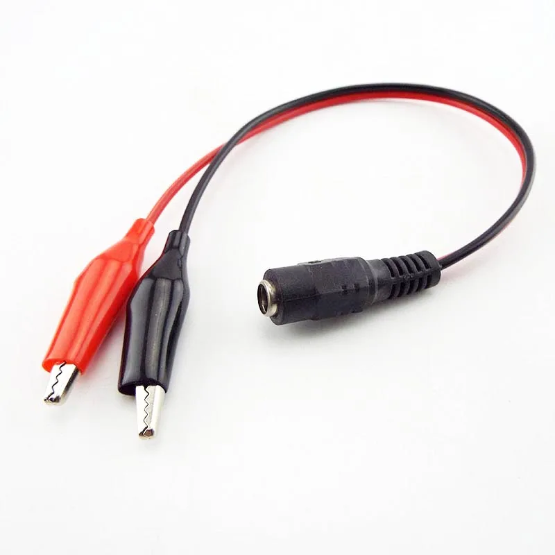 DC Male Female Jack Connector Alligator Clips Crocodile Wire 12V Power Cable To 2 Alligator Clip Connected Voltage 5.5*2.1mm