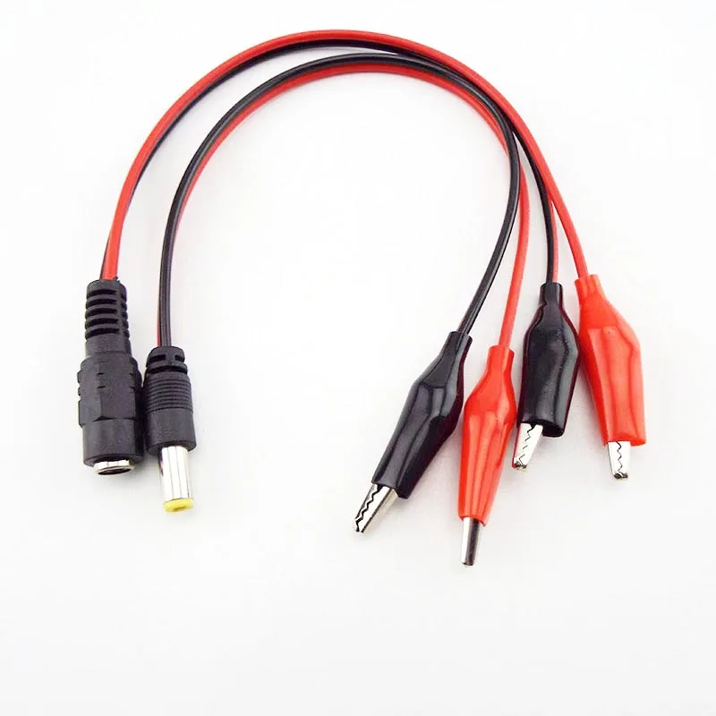 DC Male Female Jack Connector Alligator Clips Crocodile Wire 12V Power Cable To 2 Alligator Clip Connected Voltage 5.5*2.1mm