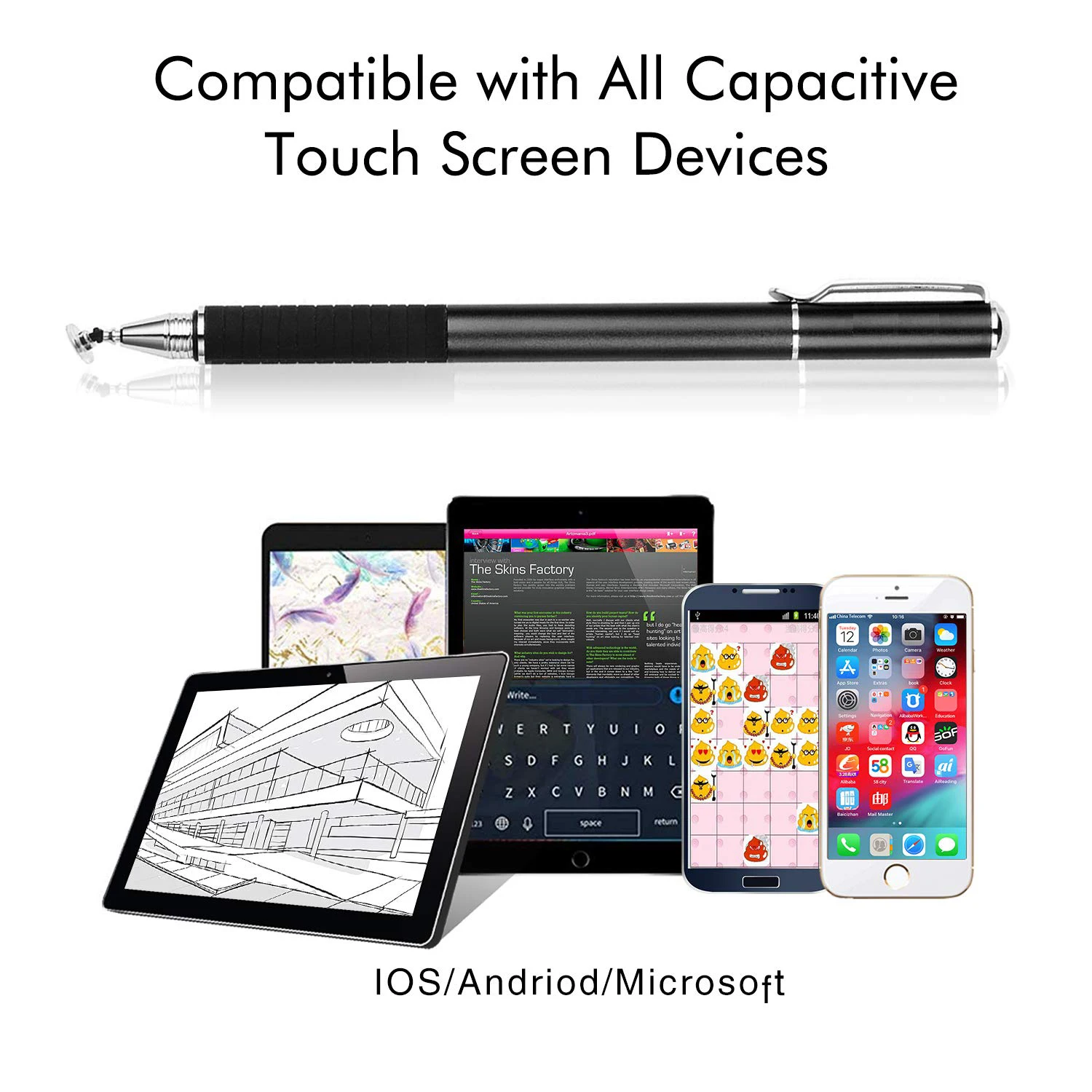 Disc Stylus pen Touch Screen Capacitive pen For Iphone /Ipad/Android Smartphones High-Precision Multi-Function Pen