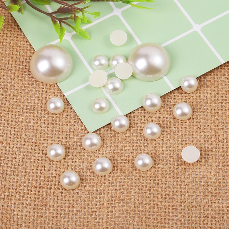20-1000PCS Half Flatback Imitation Pearls Beads White/Beige Round Loose Pearl Bead for DIY Craft Jewelry Scrapbooking 2/4/8-16mm