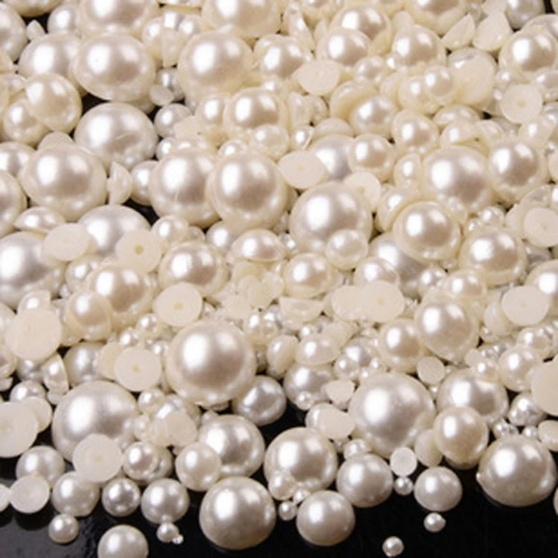 20-1000PCS Half Flatback Imitation Pearls Beads White/Beige Round Loose Pearl Bead for DIY Craft Jewelry Scrapbooking 2/4/8-16mm