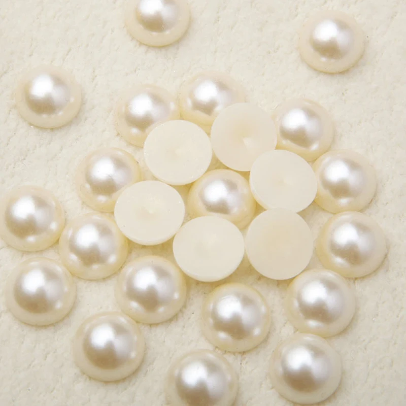 20-1000PCS Half Flatback Imitation Pearls Beads White/Beige Round Loose Pearl Bead for DIY Craft Jewelry Scrapbooking 2/4/8-16mm