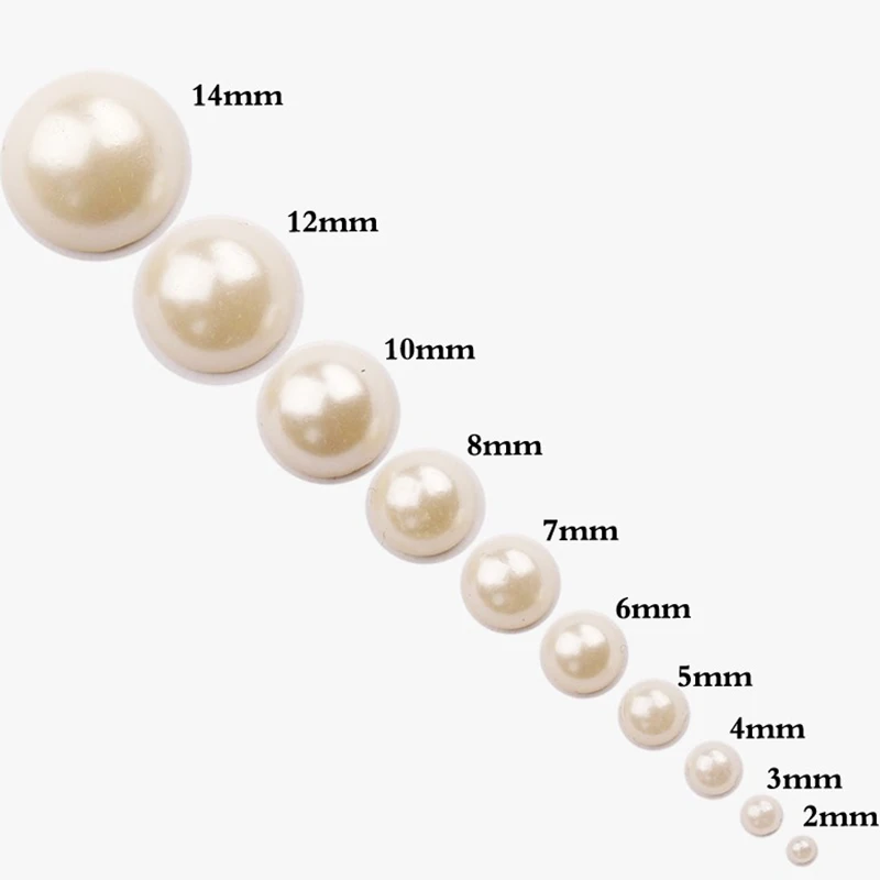 20-1000PCS Half Flatback Imitation Pearls Beads White/Beige Round Loose Pearl Bead for DIY Craft Jewelry Scrapbooking 2/4/8-16mm