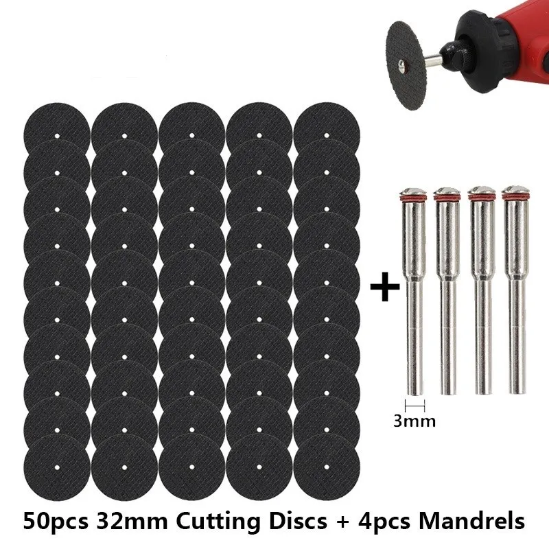 CMCP 32mm Abrasive Cutting Disc With Mandrels Grinding Wheels For Dremel Accesories Metal Cutting Rotary Tool Saw Blade