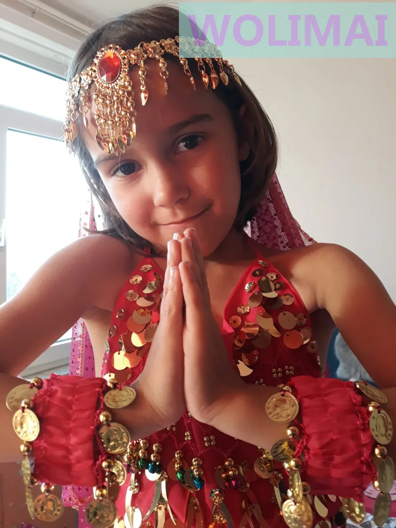 Children Belly Dancer Belt Pants Veil Accessories for Wings Kids Mask Bollywood Dress Girls Belly dance Costume Set 2-8Pieces