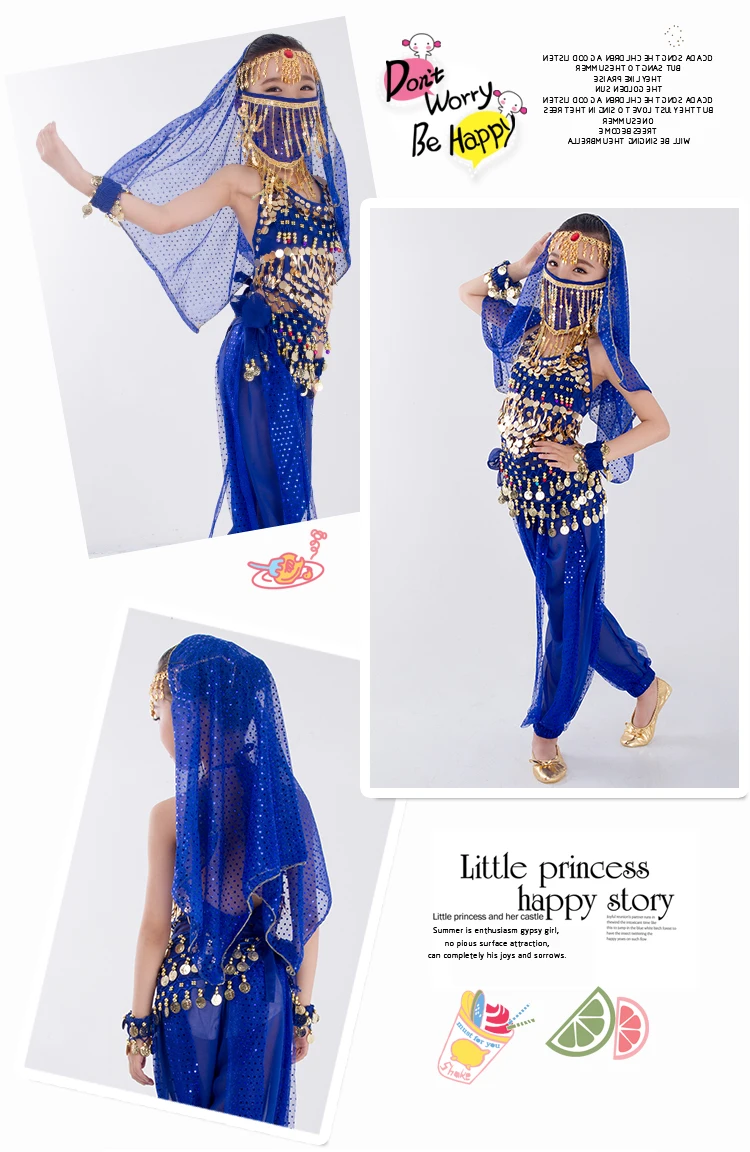 Children Belly Dancer Belt Pants Veil Accessories for Wings Kids Mask Bollywood Dress Girls Belly dance Costume Set 2-8Pieces