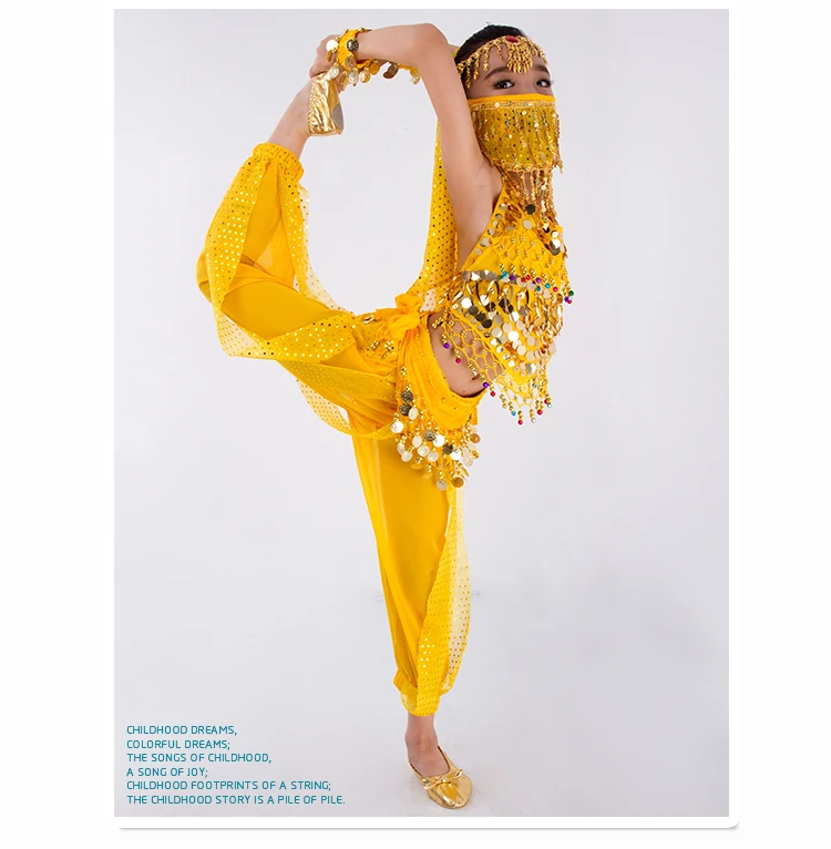 Children Belly Dancer Belt Pants Veil Accessories for Wings Kids Mask Bollywood Dress Girls Belly dance Costume Set 2-8Pieces