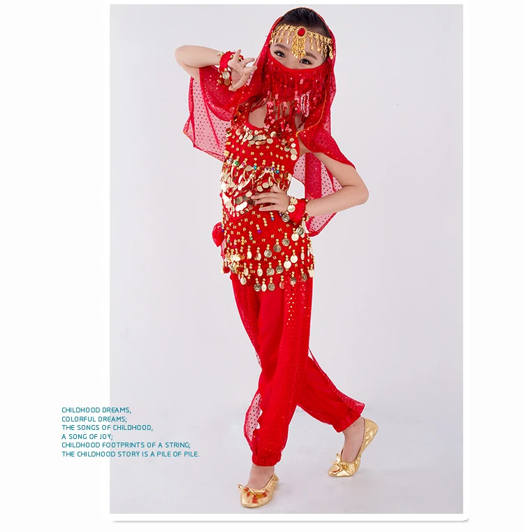 Children Belly Dancer Belt Pants Veil Accessories for Wings Kids Mask Bollywood Dress Girls Belly dance Costume Set 2-8Pieces