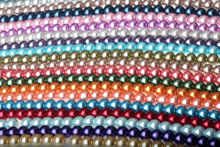 OlingArt 4MM/6MM/8MM 50PCS Round Multicolor Glass Imitation Pearl DIY Earrings Bracelet Necklace Jewelry Making