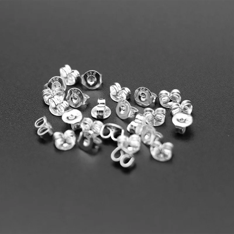 50pcs/pack 925 Sterling Silver Earrings Back Earring Stopper Findings For Stud Earrings Clasp DIY Jewelry Making Findings
