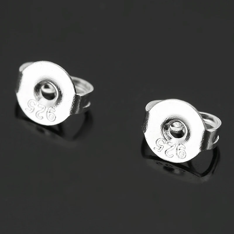 50pcs/pack 925 Sterling Silver Earrings Back Earring Stopper Findings For Stud Earrings Clasp DIY Jewelry Making Findings