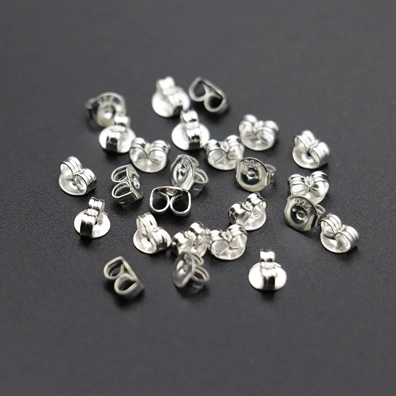 50pcs/pack 925 Sterling Silver Earrings Back Earring Stopper Findings For Stud Earrings Clasp DIY Jewelry Making Findings