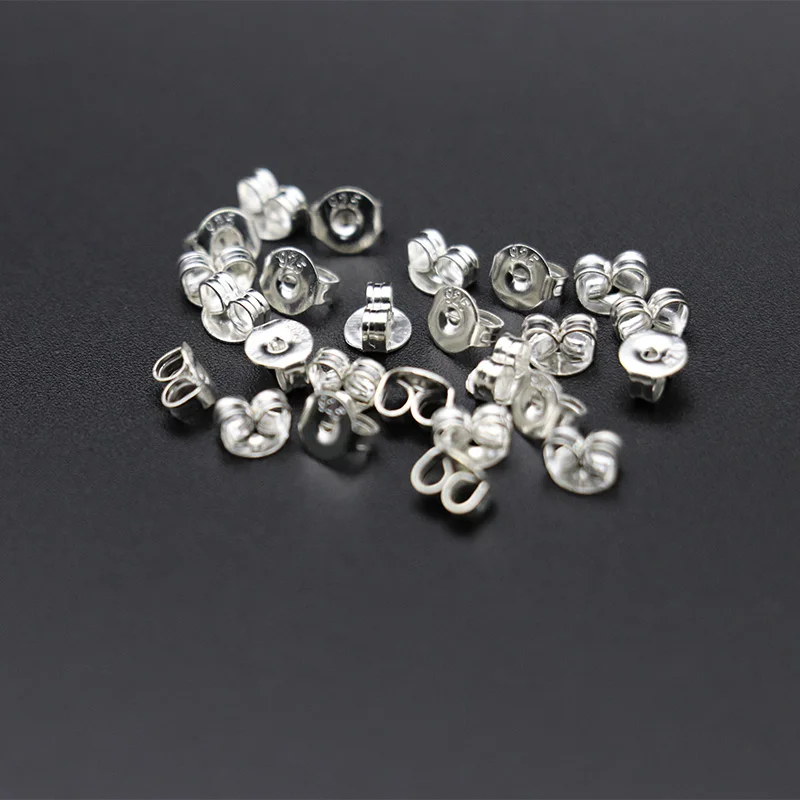 50pcs/pack 925 Sterling Silver Earrings Back Earring Stopper Findings For Stud Earrings Clasp DIY Jewelry Making Findings