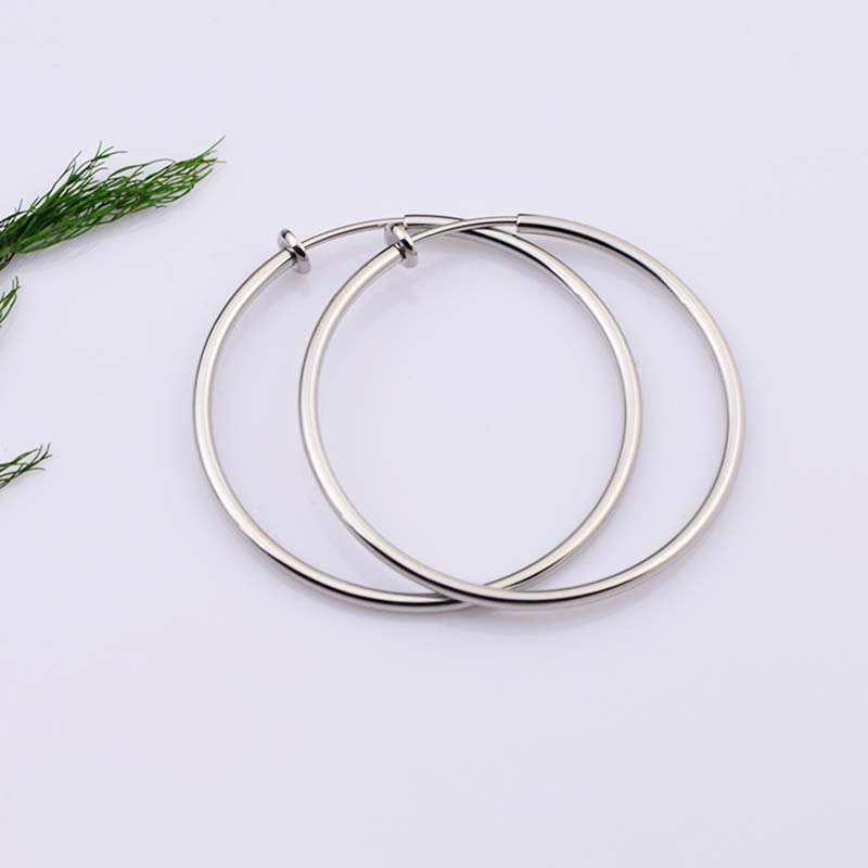 New Diameter 2/4/6cm Ear Clips Rings Punk Women Non-Pierced Hoop Earrings Houndstooth Goth Fake Clip-On Circle Earrings Jewelry