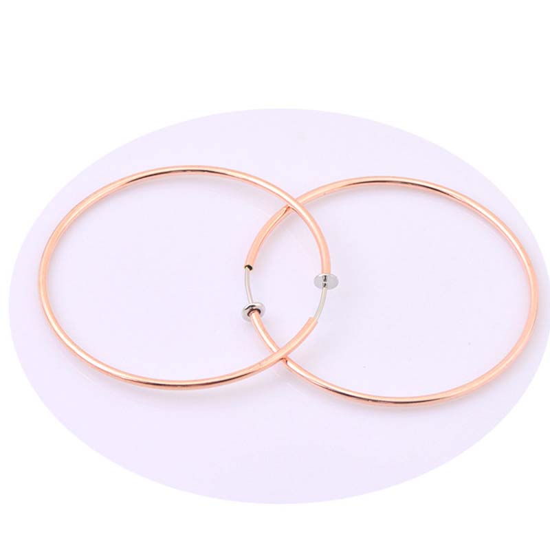 New Diameter 2/4/6cm Ear Clips Rings Punk Women Non-Pierced Hoop Earrings Houndstooth Goth Fake Clip-On Circle Earrings Jewelry