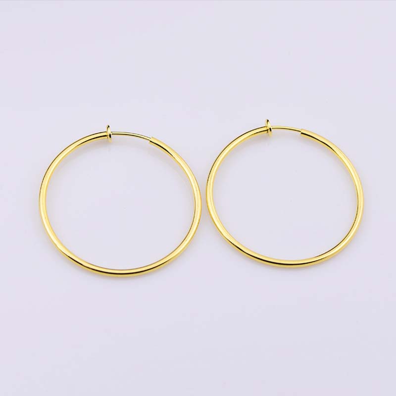 New Diameter 2/4/6cm Ear Clips Rings Punk Women Non-Pierced Hoop Earrings Houndstooth Goth Fake Clip-On Circle Earrings Jewelry