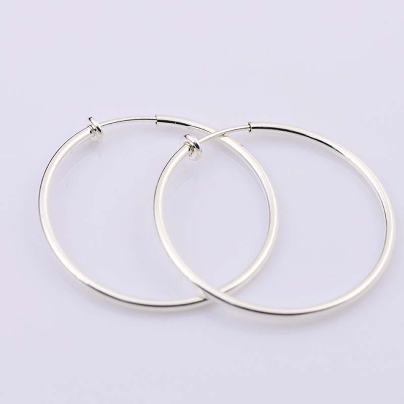 New Diameter 2/4/6cm Ear Clips Rings Punk Women Non-Pierced Hoop Earrings Houndstooth Goth Fake Clip-On Circle Earrings Jewelry