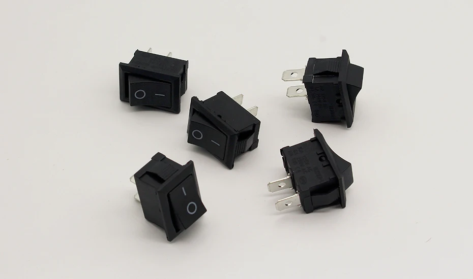5Pcs/Lot Black Push Button Mini Switch 6A-10A 110V 250V KCD1 2Pin Snap-in On/Off Rocker Switch 5PCS/Lot 21MM*15MM BLACK