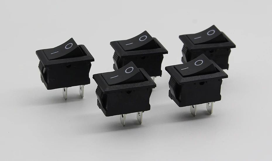 5Pcs/Lot Black Push Button Mini Switch 6A-10A 110V 250V KCD1 2Pin Snap-in On/Off Rocker Switch 5PCS/Lot 21MM*15MM BLACK