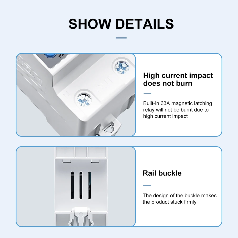 TOMZN Din Rail 60A 230V Adjustable Over Voltage and Under Voltage Protective Device Protector Relay TOMZN TOVPD1-63