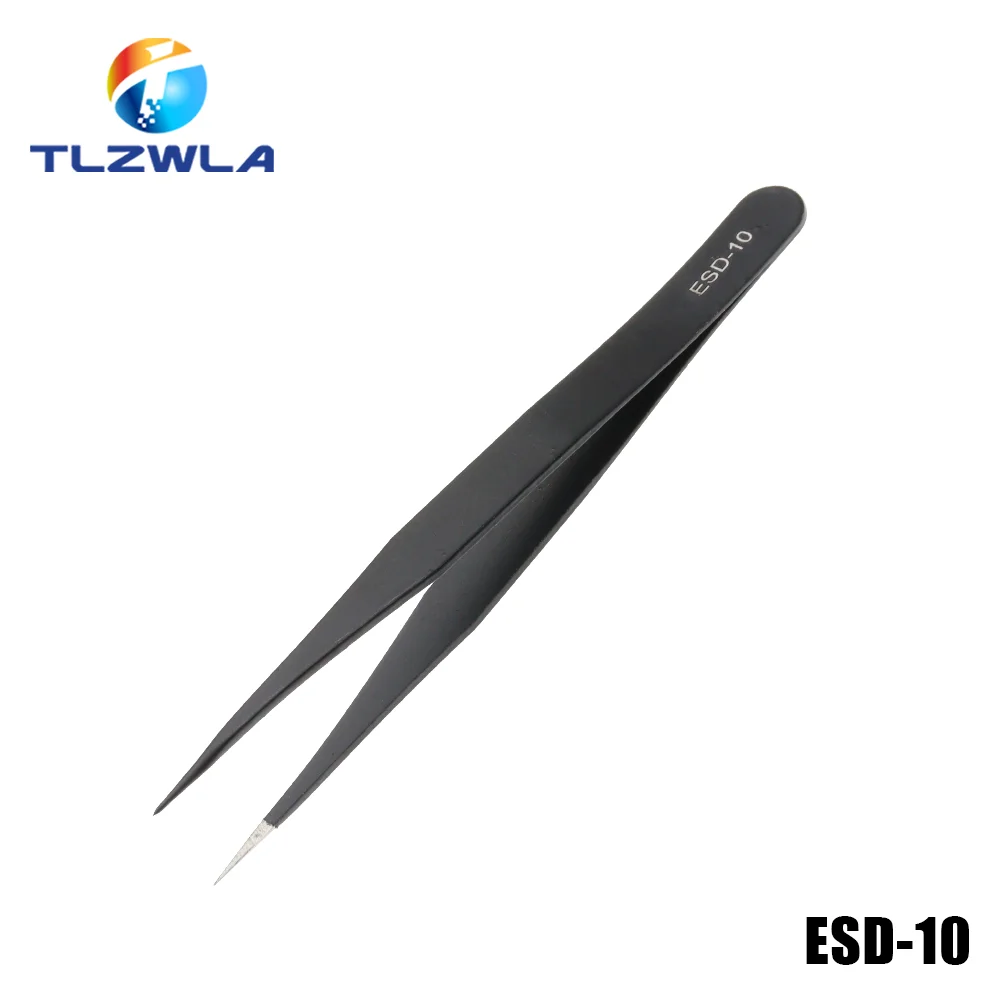 1PCS Anti-static ESD Stainless Steel Tweezers Maintenance Tools Industrial Precision Curved Straight Tweezers Repair Tools