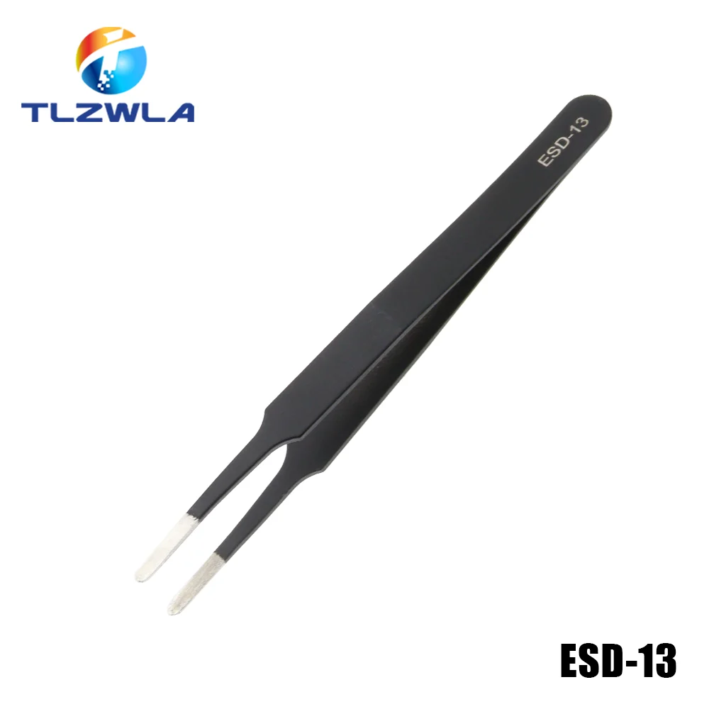 1PCS Anti-static ESD Stainless Steel Tweezers Maintenance Tools Industrial Precision Curved Straight Tweezers Repair Tools