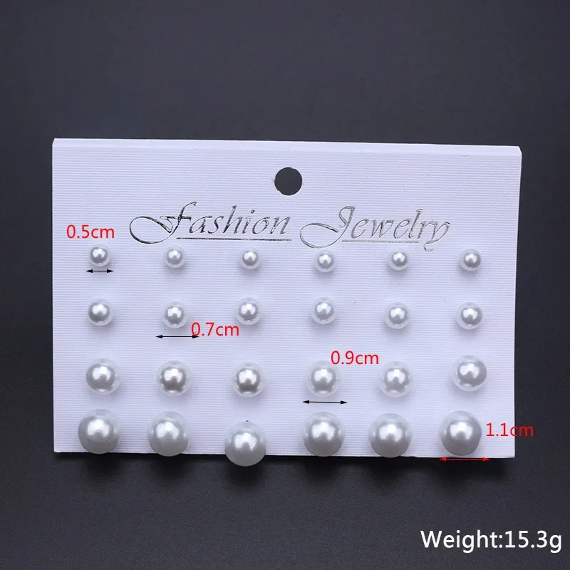 Korean Women Earrings 12 Pair/Set Beige White Pearl Simple Fashion Earrings Wedding Jewelry For Gift Valentine's Day gift