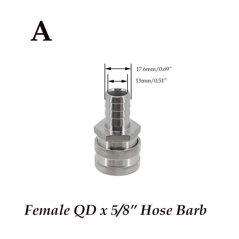 Homebrew Beer Quick Disconnect 304 Stainless Steel Ball Lock Style Free Shipping