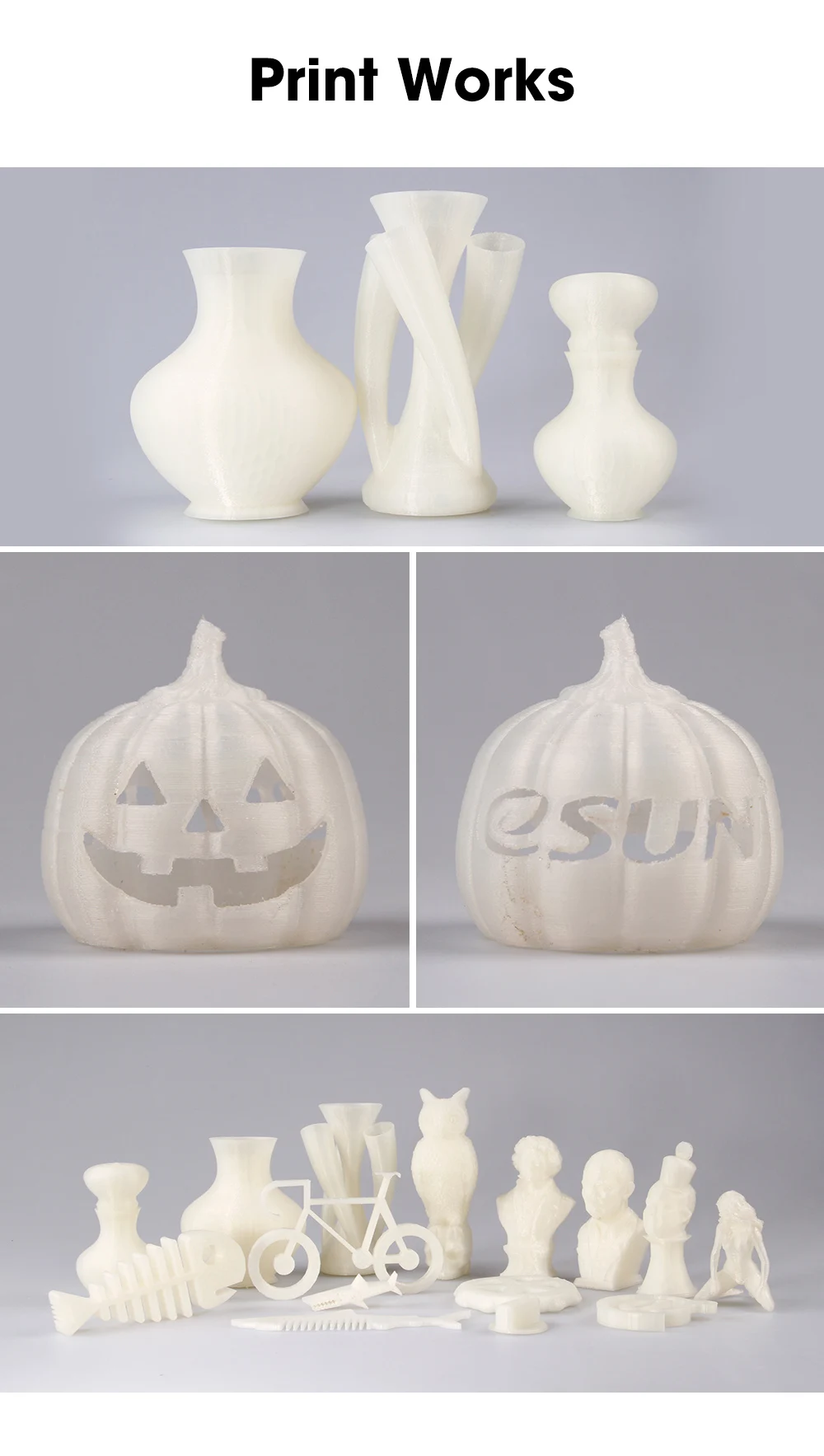 ESUN Nylon Filament 1.75mm 3D Printer PA Filament Accuracy +/- 0.05mm 1KG 2.2LBS Spool 3D Printing Filament for 3D Printers