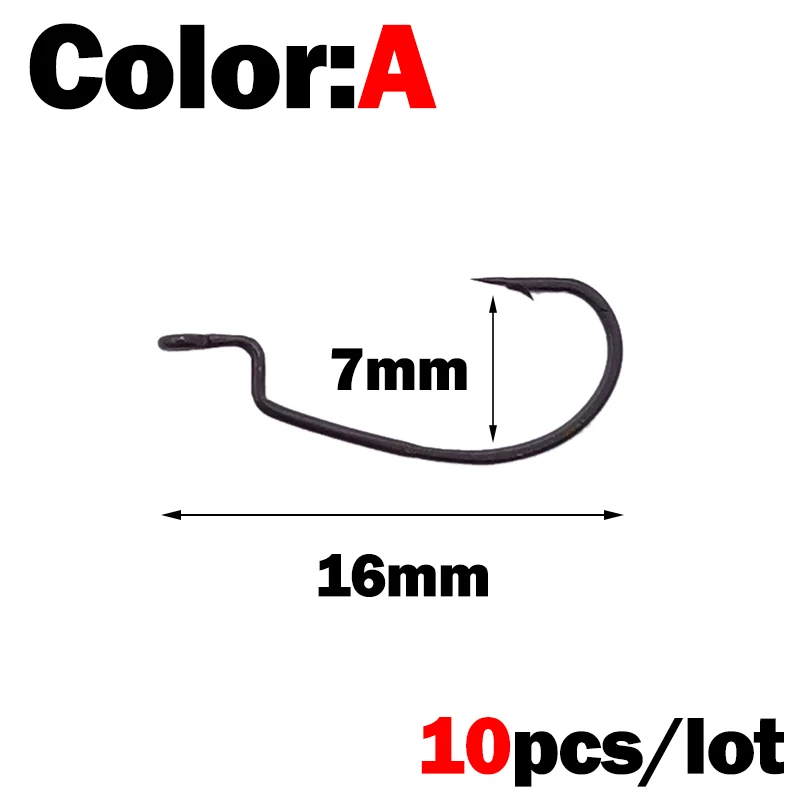 New 10pcs mini Style Soft Worm Hooks High Carbon Steel Wide Super Lock Fishhooks Lure Softjerk Rockfishing Fishing Tackle