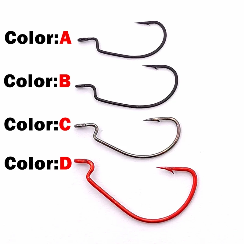 New 10pcs mini Style Soft Worm Hooks High Carbon Steel Wide Super Lock Fishhooks Lure Softjerk Rockfishing Fishing Tackle