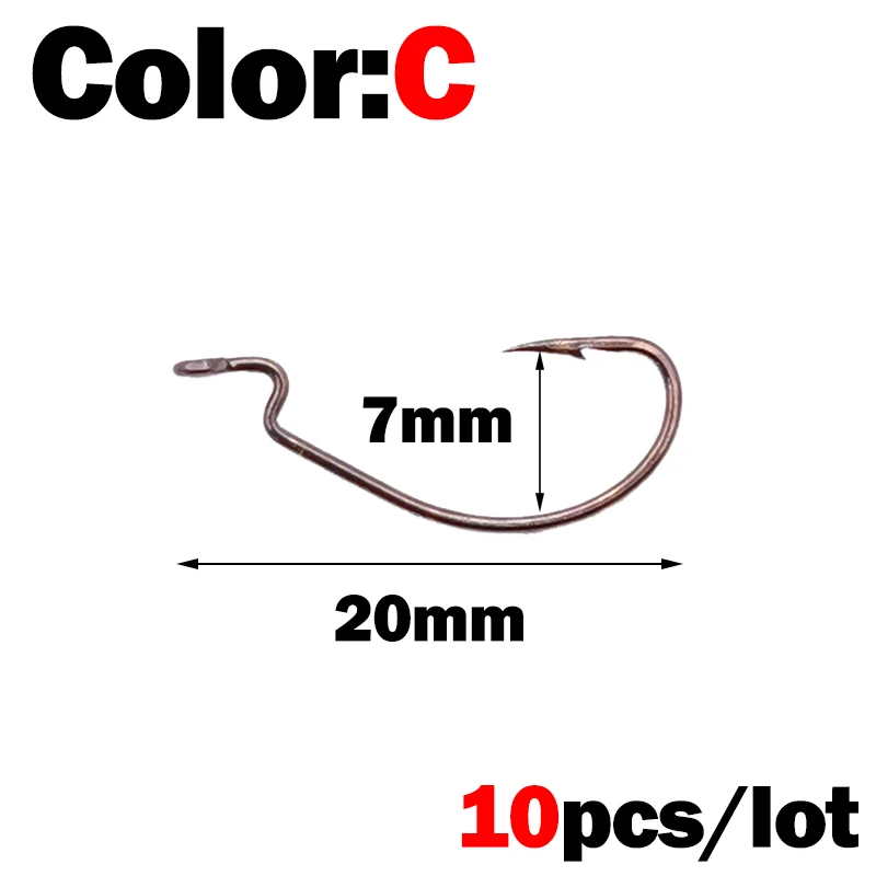 New 10pcs mini Style Soft Worm Hooks High Carbon Steel Wide Super Lock Fishhooks Lure Softjerk Rockfishing Fishing Tackle