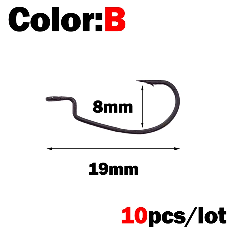 New 10pcs mini Style Soft Worm Hooks High Carbon Steel Wide Super Lock Fishhooks Lure Softjerk Rockfishing Fishing Tackle