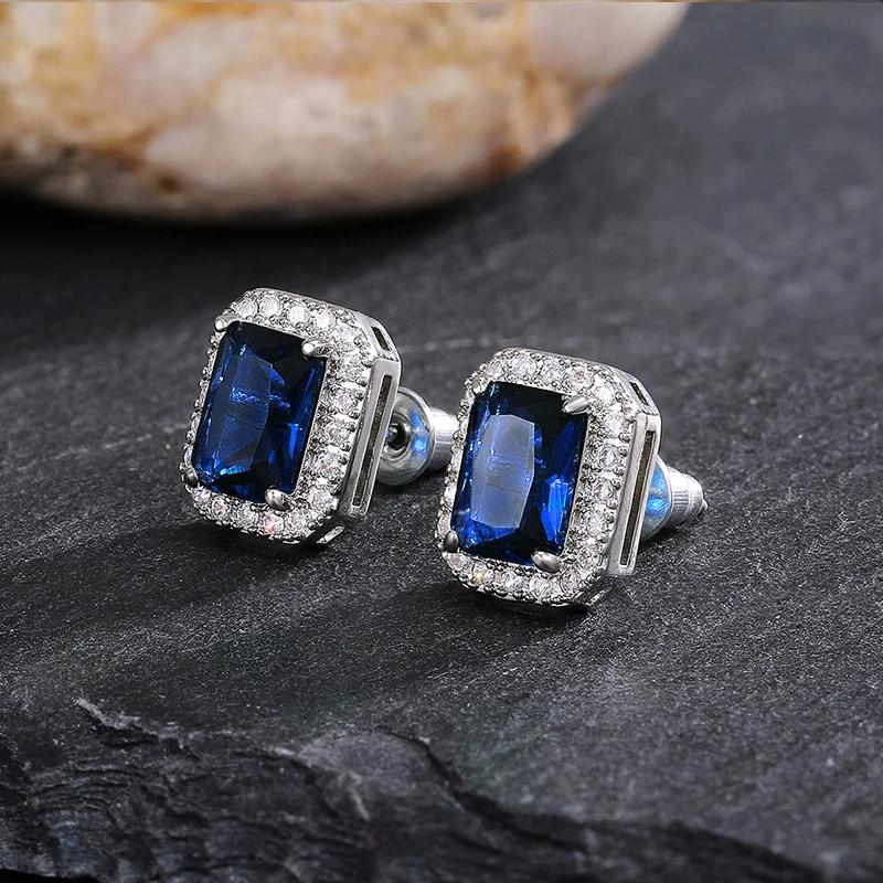 Huitan Gorgeous Green Cubic Zirconia Stud Earrings for Women Noble Wedding Party Earring Nice Birthday Gift Lady Fashion Jewelry