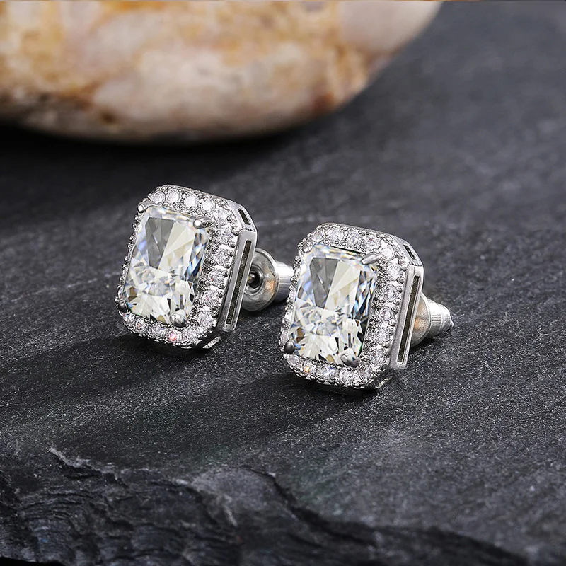 Huitan Gorgeous Green Cubic Zirconia Stud Earrings for Women Noble Wedding Party Earring Nice Birthday Gift Lady Fashion Jewelry