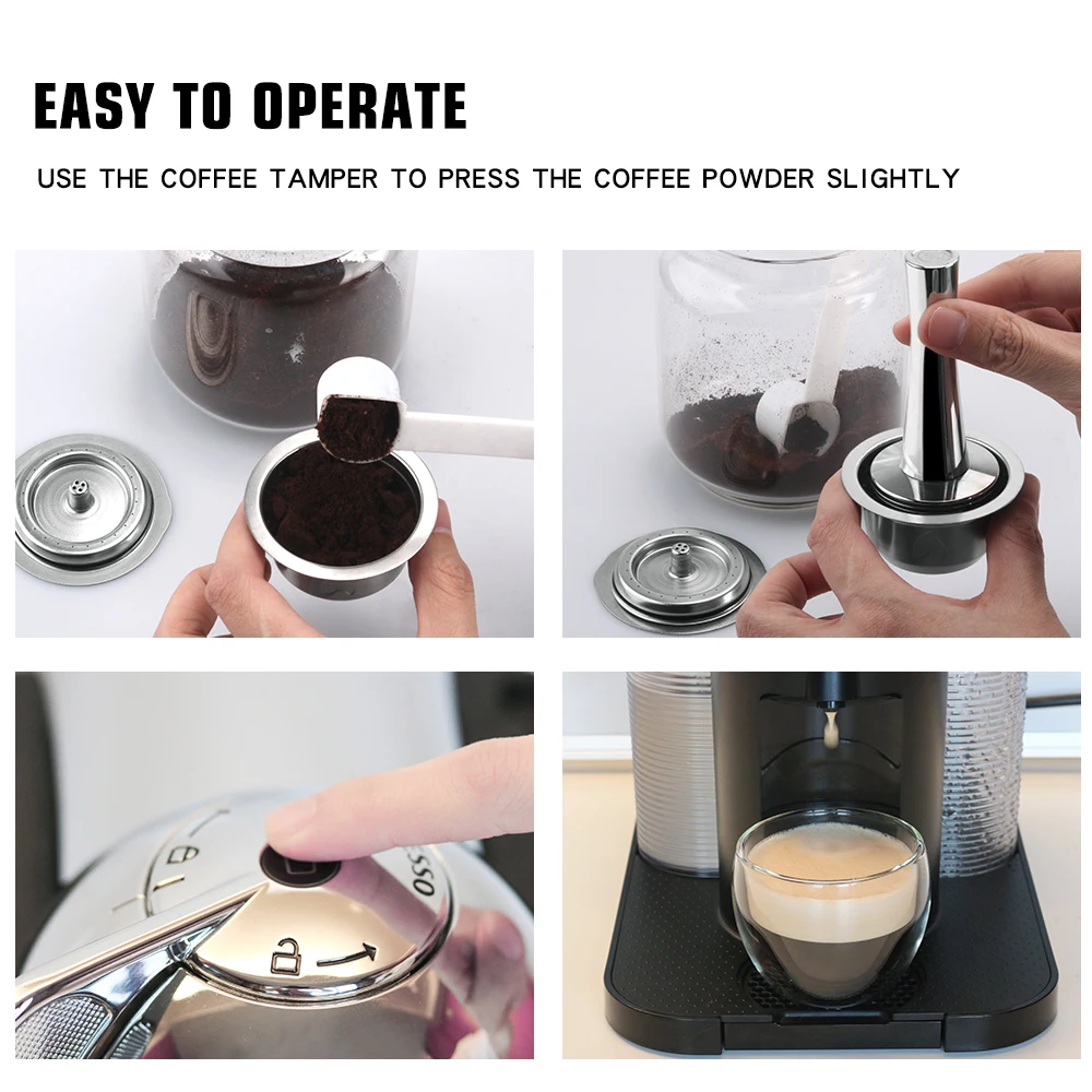 2 IN 1Reusable Vertuo Coffee Capsule Steel Stainless Metal for Nespresso Vertuoline Plus Machine Cream Coffee Filter