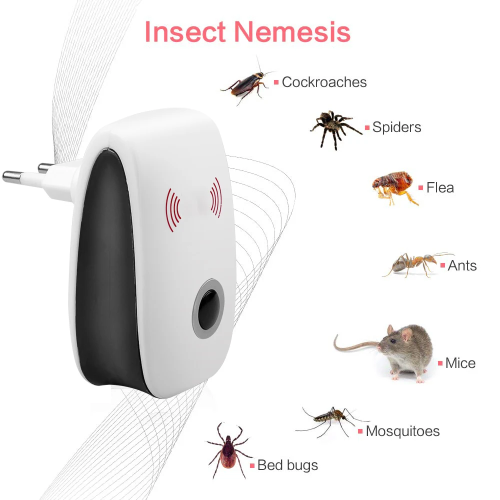 1/2/4/6 Pcs Ultrasound Pest Insect Reject Insect Rats Spiders Mosquito Killer Mouse Cockroach Repeller Device Pest Controller