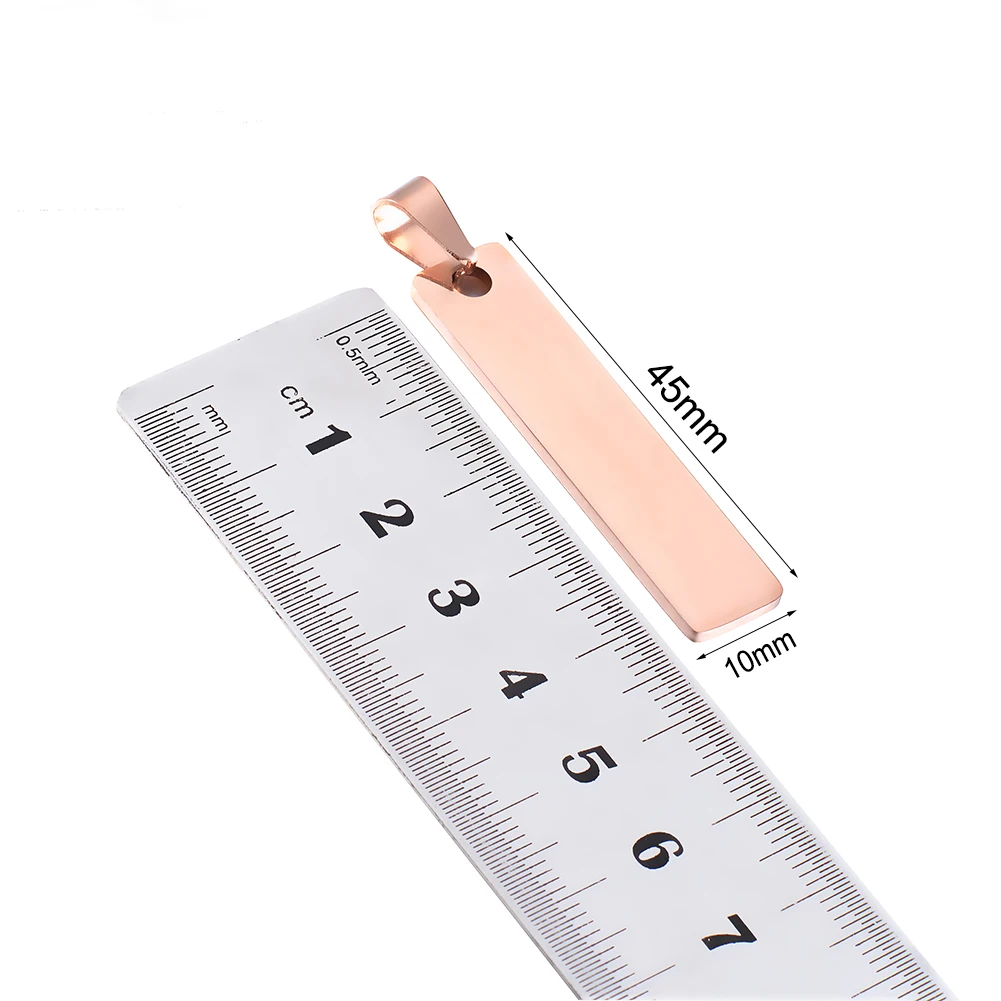 10PCS Rectangle Dog Tag Stainless Steel Pendant Necklace Military Soldiers Metal Stamping Blanks Tags Wholesale