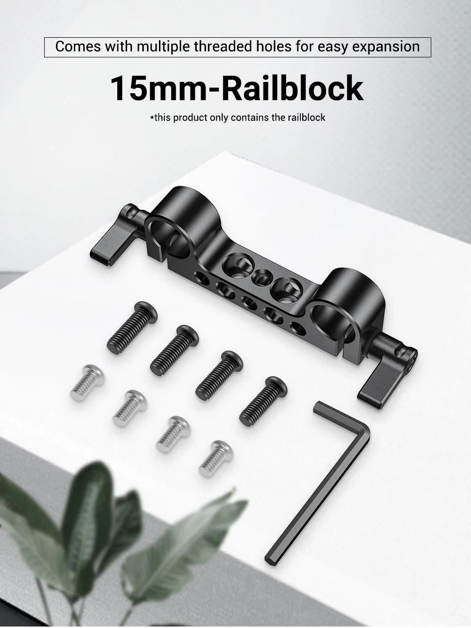 SmallRig Lightweight 15mm Railblock Rod Clamp w 1/4"-20 Thread for Sony and Other 15mm DSLR Camera Rig Shoulder Support 2Pc 2061