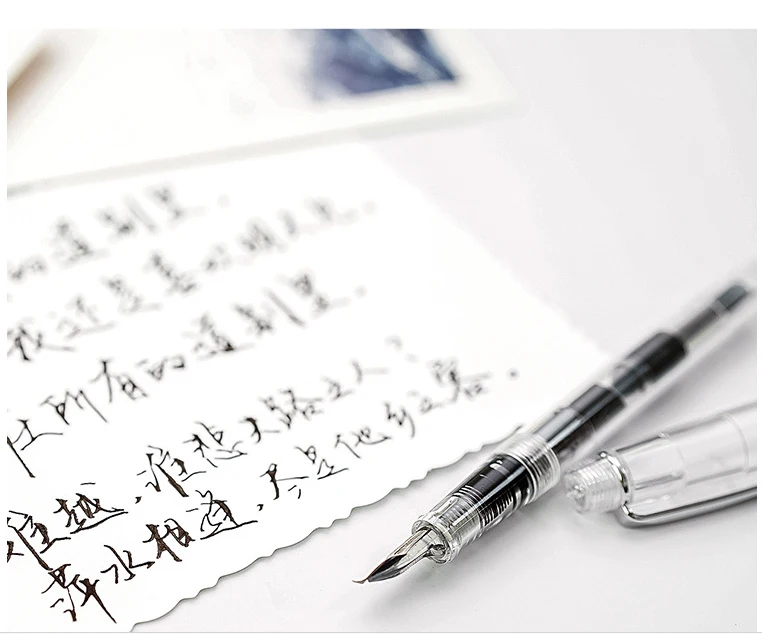 Cute Transparent Fountain Pen 0.5mm Calligraphy Pen Curved Nib Pen for Writing Office School Supplies Student Gift Stationery
