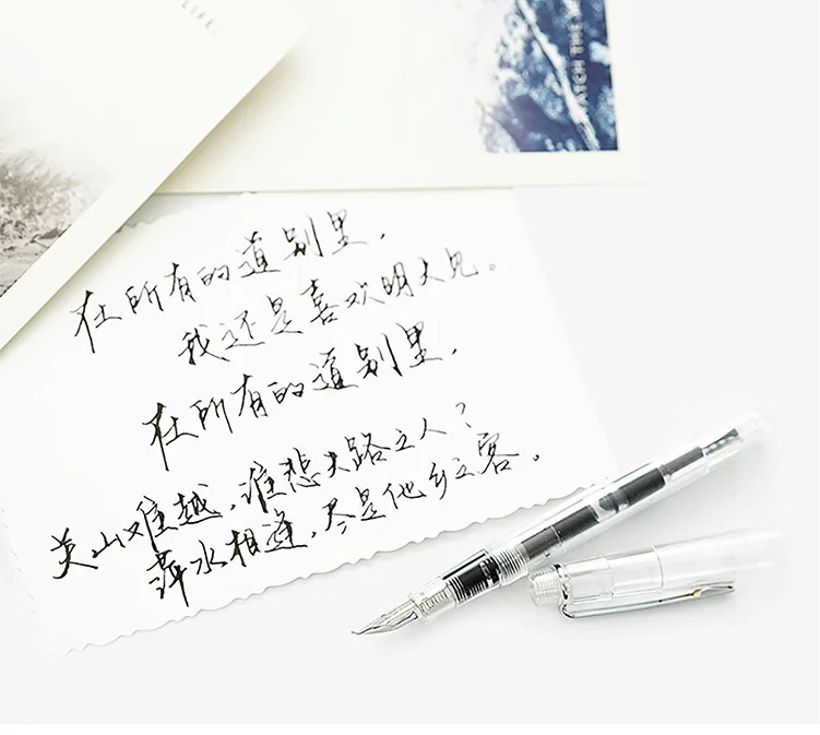 Cute Transparent Fountain Pen 0.5mm Calligraphy Pen Curved Nib Pen for Writing Office School Supplies Student Gift Stationery