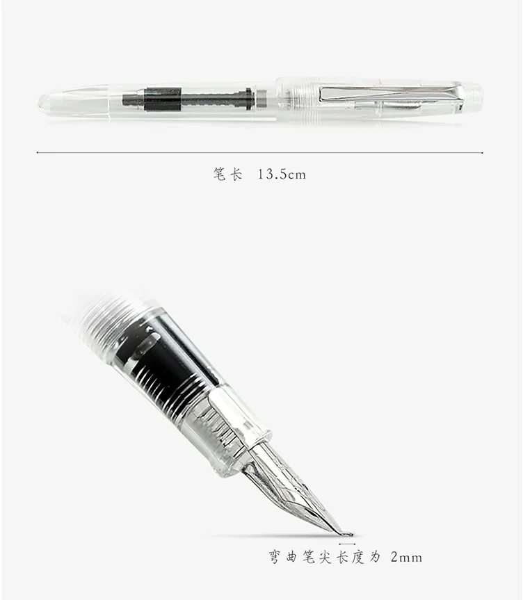 Cute Transparent Fountain Pen 0.5mm Calligraphy Pen Curved Nib Pen for Writing Office School Supplies Student Gift Stationery