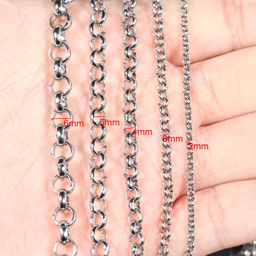 Semitree 2 Meters Stainless Steel BL Chains O Bulk Link Chain DIY Pendant Necklace Jewelry Findings Bracelets Making Accessories