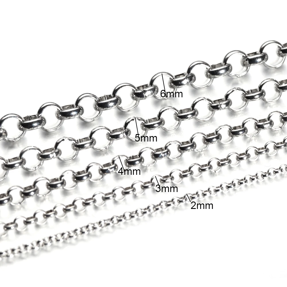 Semitree 2 Meters Stainless Steel BL Chains O Bulk Link Chain DIY Pendant Necklace Jewelry Findings Bracelets Making Accessories