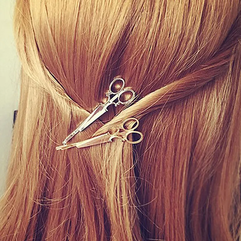 1pc Women Hairpin Scissors Pattern Hair Clip Hair Barrettes Apparel Accessories Gold Color Headpiece Wholesale Hair Jewelry